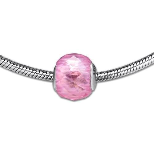 Beads 925 Sterling Silver Pink Crystal Sensitivity Charm fit Essence Bracelets DIY Jewelry for Women free shipping ES020B