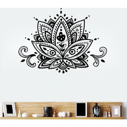 ZOOYOO Lotus Flower Wall Sticker Yoga Art Mural Design Wall Decal Home Decor Living Room Bedroom Decoration Decor
