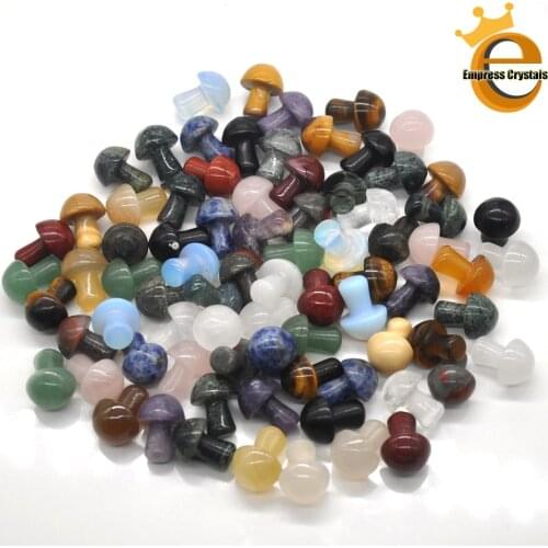 0.7" Mini Mushroom Stone Carved Natural Quartz Crystal Healing Reiki Massage Wand Statue Decor Gift
