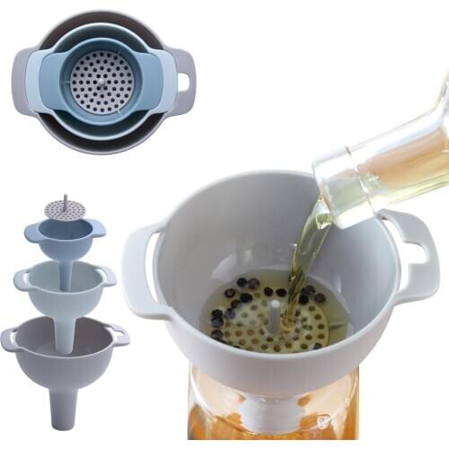 1PC 4 In 1 Kitchen Funnel Kit Oil Funnel Strainer Oil Water Spices Wine Flask Filter Funnel Plastic Kitchen Accessories OK 1188