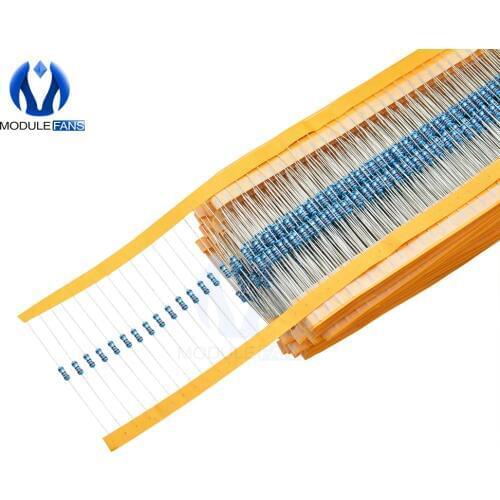 1 Pack 20 Kinds 400Pcs 1/4w 0.25W Resistance 1% +1% -1% Metal Film Resistor Resistance Bag Assortment Kit Set Each Kinds 20PCS