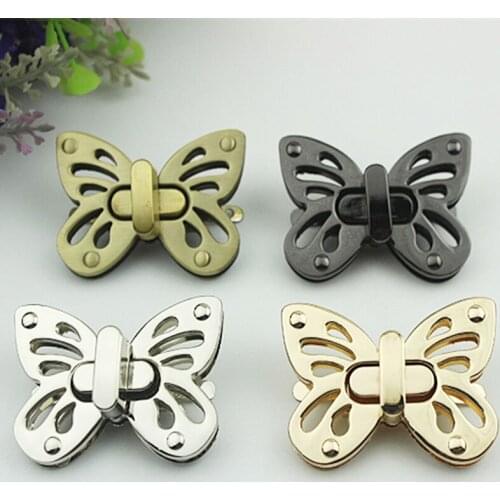 10Pcs Women Bags Lock Metal Twist Turn Mortise Butterfly Lock Snap Handbag Buckle Clasp Closure DIY Leather Hardware Accessories