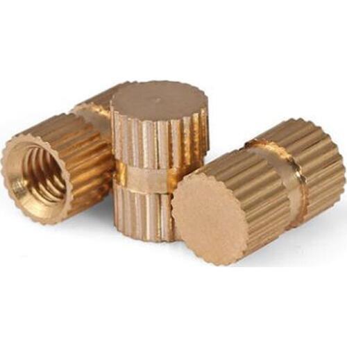 100 Pcs M6 Brass Insert Nuts Blind Set Thumb Brass Knurled Round Nut Injection Moulding