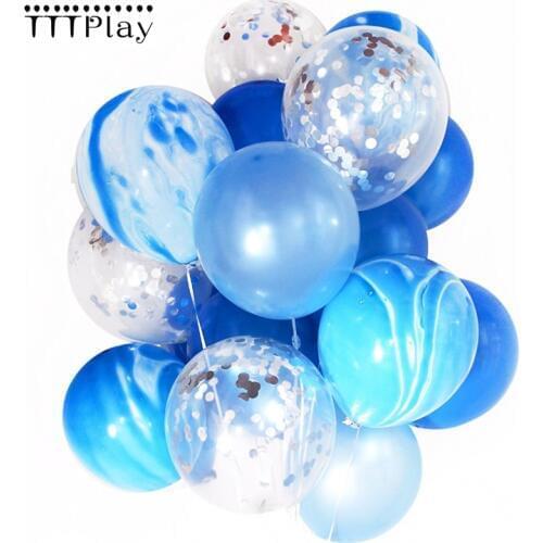 12" 20pcs Marble Confetti Balloon Bouquet Clear Latex Balloons Baby Shower Birthday Wedding Party Decoration Photobooth Supplies