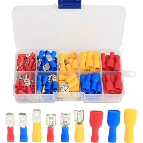 122PCS Assorted Full Insulated Electrical Wire Terminals Crimp Connector Female Male Spade Butt Connectors Kit