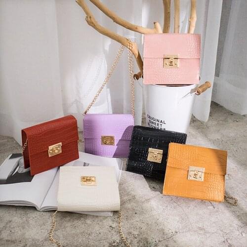 2021 Ins Pu Leather Handbags Purses Simple Small Square Crossbody Shoulder Girls Chain Mini Mobile Phone Bags Bolsos Feminina