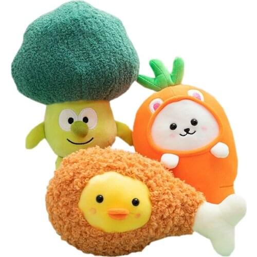 26cm Korea fried chicken Food Toy Stuffed Vegetable man Doll toys Cute Carrot Bunny cauliflower Monsters Toys gift for Children