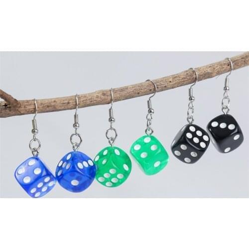 3 Pairs/Set Punk Style Female Trendy Geometric Square Dice Drop Earrings For Women Fashion Blue Green Black Resin Dangle Earring