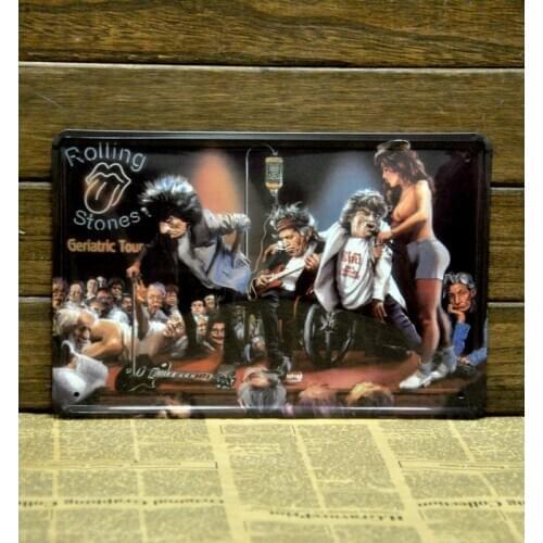 50pcs/lot Metal Sign shabby chic Fashion vintage popular Rolling stones painting wall decoration muons metal painting C-11 20*30