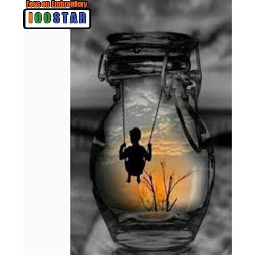 Full Square drill 5D DIY Diamond embroidery Swinging little boy Diamond Painting Cross Stitch Rhinestone Mosaic decoration