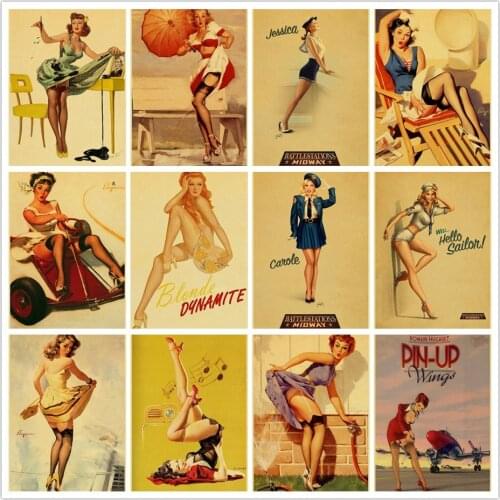 5D DIY Diamond Painting Pin Up Sexy Girl Retro Poster Cross Stitch Kit Diamond Embroidery Picture Of Rhinestones Home Decoration