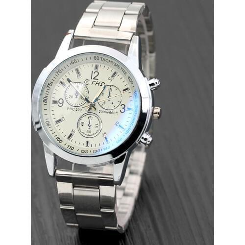 Mens Fashion Watches White Dial Steel Band Watch Mens Watches Mens Quartz Wristwatch Man Watch relojes hombre zegarek meski