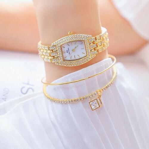 Gold Silver Women Watch Famous Luxury Brands Crystal Diamond Watch Fashion Ladies Quartz Wrist Watch Bracelet Gift Relogio