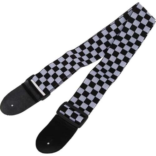 Black White Checker Flag Strap For Electric Acoustic Guitar Musical Instrument