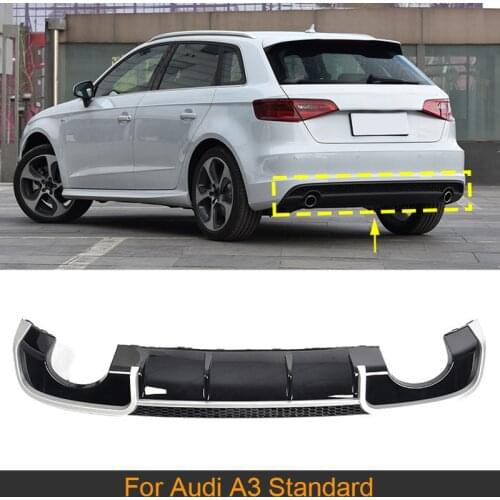 Black FRP Car Racing Rear Diffuser Lip Spoiler for Audi A3 Standard Sedan Hatchback 2014 - 2016 4 Door 8V Non Sline Four outlet