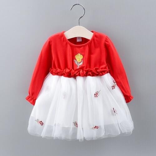 Long Sleeve Baby Girls Dress for Girl Flower Cotton Birthday Tutu 0 2T Newborn Toddler Dresses Kids Clothes Vestido Infantil 24M
