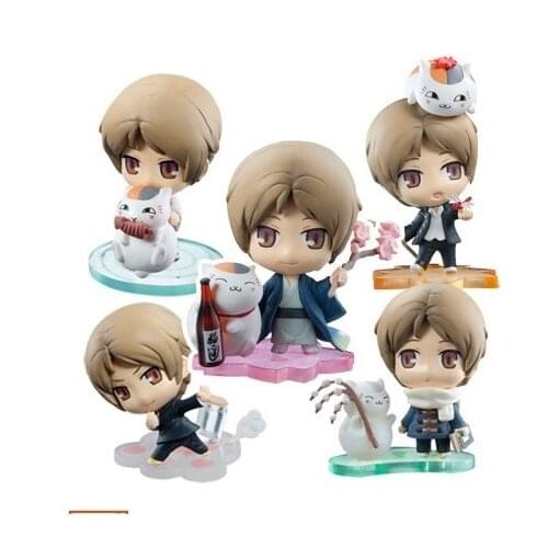 6pcs/lot Anime Natsume Yuujinchou Natsume Takashi with Nyanko Sensei Cat PVC Figures Model Collection toys gifts