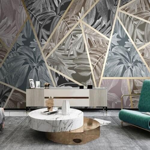 Custom Mural Wallpaper Nordic Tropical Plants 3D Geometric Fresco Living Room TV Background Wall Mural Papel De Parede Sala 3 D