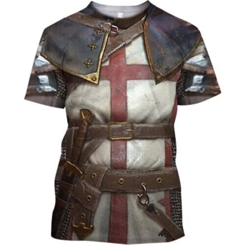 Medieval Armor 3D Printed T Shirt Summer Short Sleeve Shirt Knights Street Casual Unisex T-shirt Tops