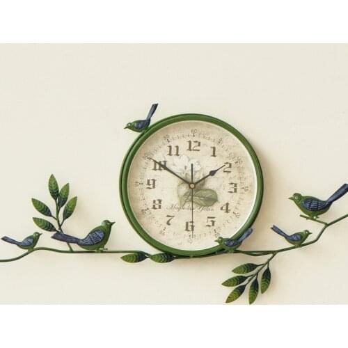 Art Luxury Wall Clock Mechanism Bird American Personality Wall Clock Pastoral Orologio Da Parete Clocks Wall Home Decor BL50WC