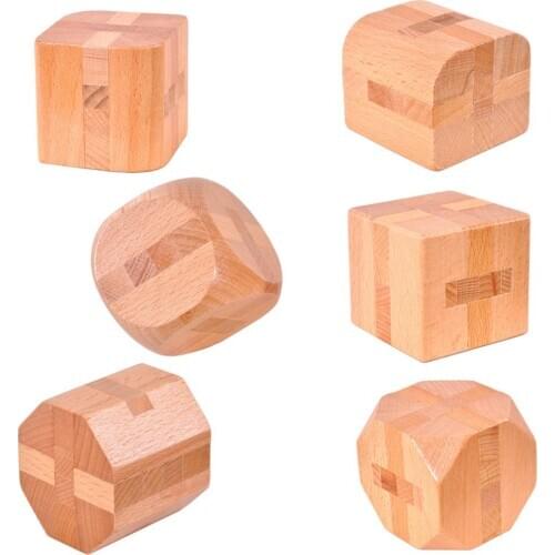 Classic Wooden Puzzles Cube Kongming Luban Lock Brain Teaser Educational Toy