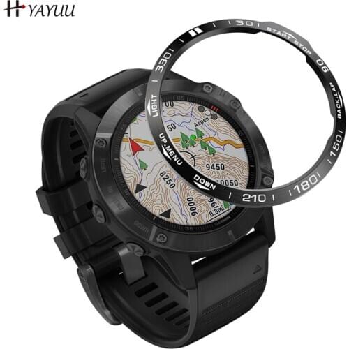 YAYUU Stainless Steel Bezel Ring For Garmin Fenix 6X/6X Pro Watch Bezel Ring Adhesive Cover Anti Scratch & Collision Protector