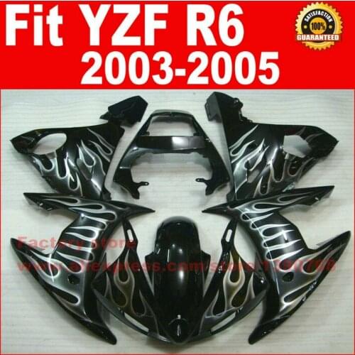 Body kit for YAMAHA R6 fairings 2003 2004 2005 YZF r6 fairing kit 03 04 05 white flames kits A9N7