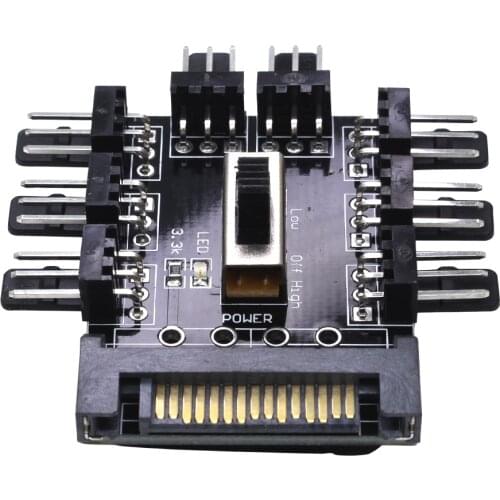 TISHRIC Fan Hub sata molex pwm fan controller 1 To 8 sata to 3pin fan splitter pcie hub 12V Cooler Cooling Adapter For Mining