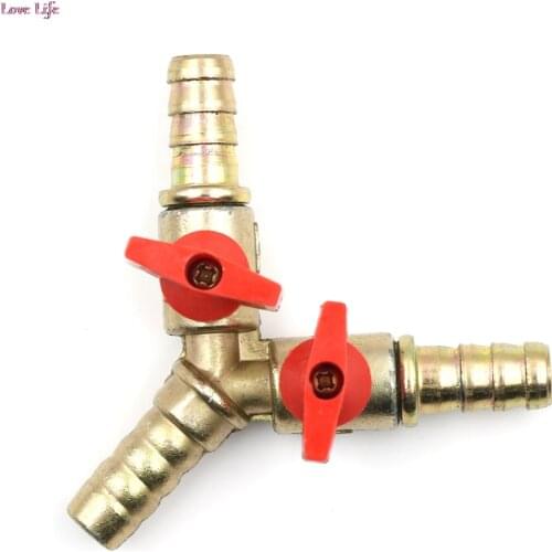 Hot Sale Fashion 3 Way Tee Brass Y Shut off Ball Valve 3/8" 10mm Barb Fuel Gas Oil / Valve Clam3