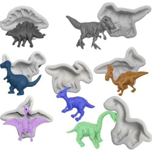 Small Dinosaur Shape Silicone Mold Resin Kitchen Baking Tool DIY Cake Pastry Chocolate Dessert Lace Decoration Fondant Moulds