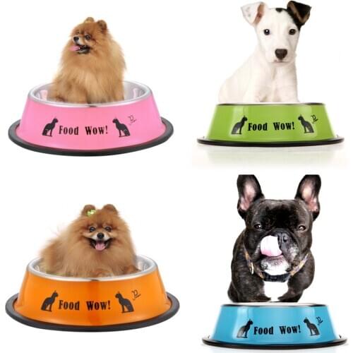 Dog Bowl 11cm Diameter Stainless Steel Anti-skid Dog Cat Food Water Bowl Pet Feeding Tool Travel Feeding Feeder Puppy Food Bowls