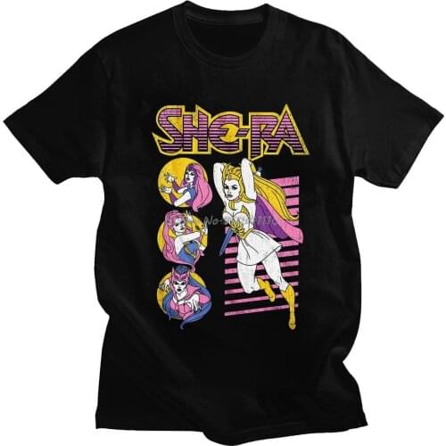 Vintage She-Ra Men T Shirt Pure Cotton T-shirt He-Man And The Masters Of The Universe Tee Top Short Sleeved Printed Tshirt Merch