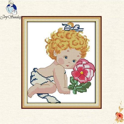 Joy Sunday Little Girl Baby Ang DMC 11CT 14CT counted Cross Stitch 11CT 14CT Cross Stitch gift Set Wholesale DIY Needlework