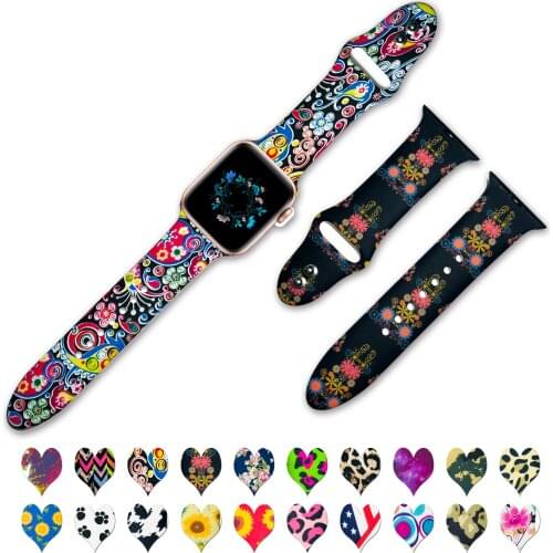 Set Of 2 Sport Leopard Sun-Flower Silicone Rubber Strap For Apple Watch Band Iwatch 6 Series 654321