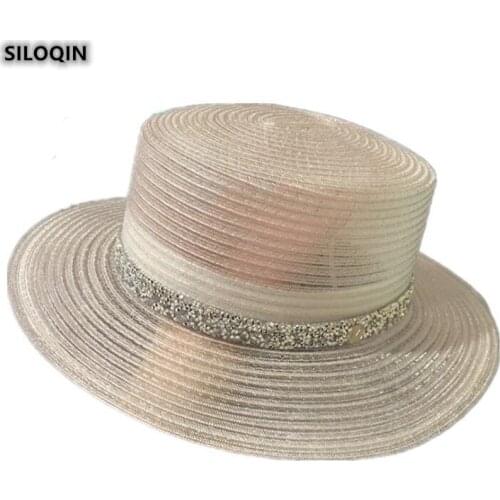 SILOQIN New Womens Hat Trend Summer Fashion Drill Decoration Bucket Hats Leisure Party Travel Brands Sombrero Fishing hat