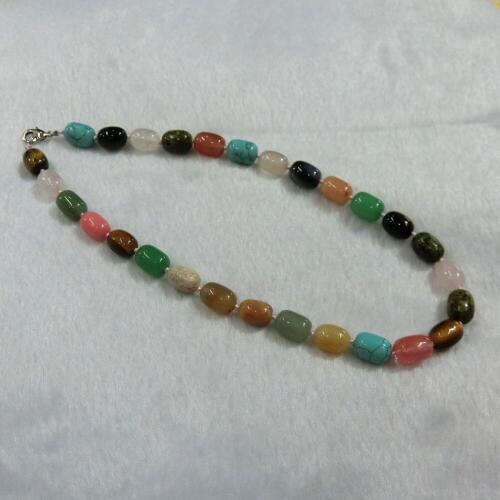 Wholesale 6pcs Fashion Bohemian Tribal Jewelry Knotted Multicolour Barral Beads Natural Drums Stone Beads Necklace Free Shipping