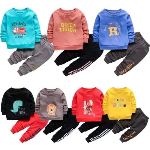 For 1-5 Years Autumn Fashion Baby Girl Clothes Long Sleeve Cartoon Jacket+Pants 2pcs Bebes Tracksuit Baby Boy Clothing Set