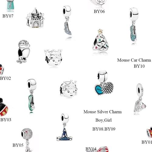 100% Real 925 Sterling Silver Charms Castle Beads Heart Pendants Fits Original Bracelets Bangles Female Jewelry Making Gifts