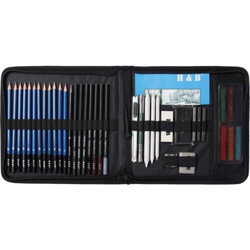 42 Pieces Professional Sketch Pencils Set for Drawing Sketching Includes Sketch Graphite Pastel Charcoal Pencil Stick Eraser
