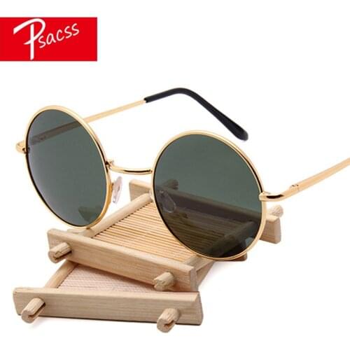 Psacss 2019 Vintage Metal Polaroid Round Sunglasses Women Men Sun Glasses Womens Retro Brand Designer Mirror gafas de sol mujer