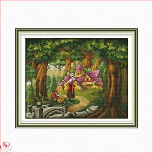 Joy Sunday The Fairy Tale Hut 14CT 11CT Counted And Stamped Scenery Home Decoration Needlework Needlepoint Cross Stitch kits