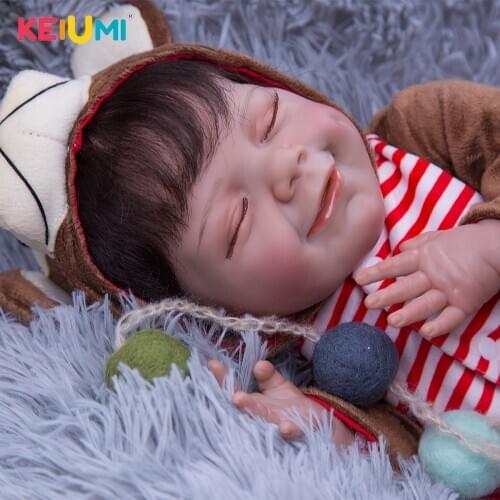 Lifelike Smiling Fiber Hair Reborn Baby Dolls 50 cm Super Soft Silicone Cloth Body Reborn Bebe Toys Kid Childrens Day Gifts