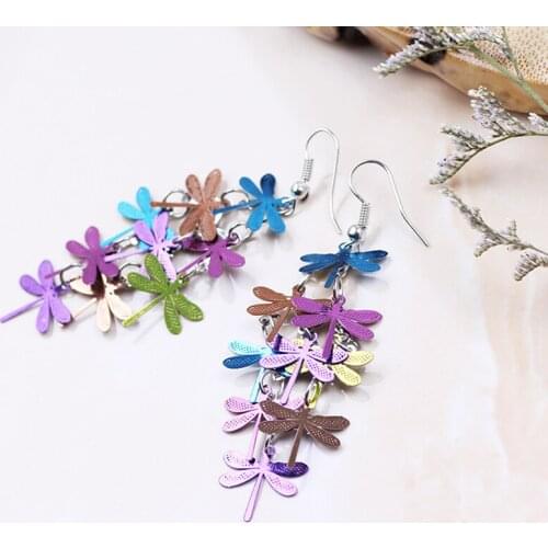 Boho Party Earrings For Women Colorful Dragonfly Bohemian Female Earing Jewelry Long Dangle Hanging Girls Ear Ring