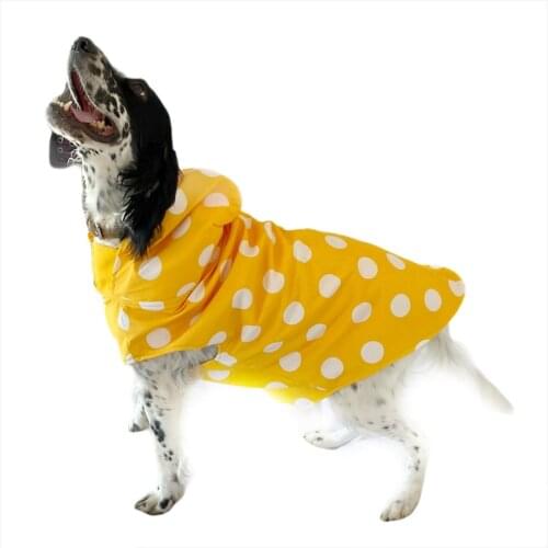 Mega Yellow Dots Dog Rainbow with Hood, Raincoat for Medium and Large Breeds, Dog Fashion, dog Dress, Dog Clothes, Pet Clothes