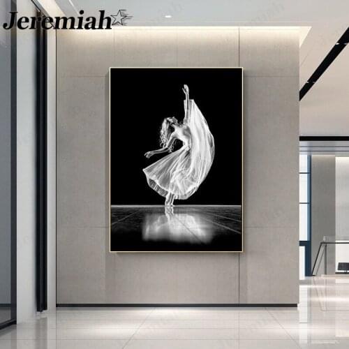 Modern Ballet Girl Canvas Painting Black and White Beautiful Elegant Dance Poster Wall Art Nordic Aesthetic Home Decoration