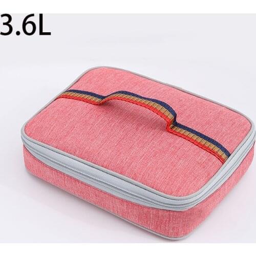 3.6 L Lunch Box Bag Insulated Lunch Bag Female Canvas Large Tote Bag Hand Carry Thick Aluminum Foil Insulation Bag