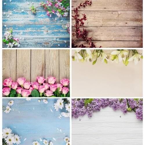 SHENGYONGBAO Vinyl Custom Photography Backdrops Flower and wood Planks Theme Photography Background DST-1011