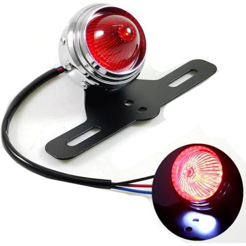 Vintage Custom Universal 12V Taillight Retro Tail Brake Stop Lamp License Plate Light Bracket For Yamaha Chopper Bobber Touring