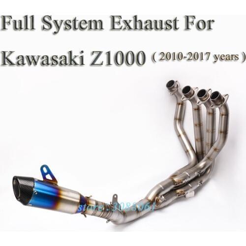 Z1000 Motorcycle Full System Exhaust Modified Stainess Steel Front Link Pipe Carbon Muffler Slip On For Kawasaki Z1000 2010-2017