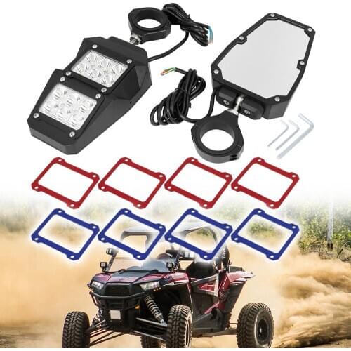 X Autohaux 1.75" Clamp UTV Rear View Mirrors with LED Spotlight Motocycle for Polaris rzr xp ranger for can am for Yamaha Honda